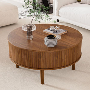 Custom-made round wooden coffee <b>table</b> for living room, large capacity storage and organization <b>table</b> - Product Image 3