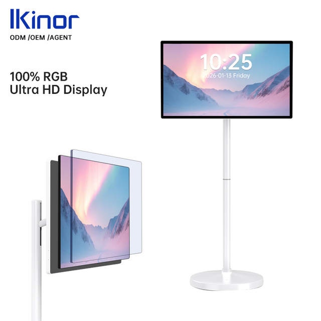 Portable Smart Android TV Monitor 21.5 Inch FHD IPS LCD 10-Point Touch 40-75Hz Display Stand Battery Wireless Mirror Adjustable