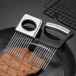 Rebanadora de cebolla de acero inoxidable de 2 piezas y cortador de patatas y verduras, utensilio de cocina, asistente de rebanada de alimentos, herramienta para frutas y verduras - Product Image 3