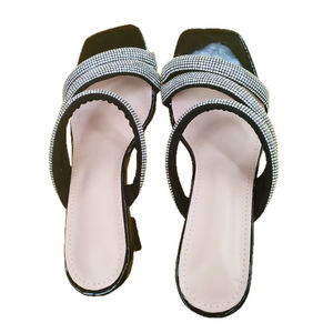 Y 36-42 Verano Nuevo Square-Toe Rhinestone Correa <span class=keywords><strong>Sandalias</strong></span> de tacón Delgado Ropa de playa de moda Zapatos de tacón alto - Product Image 6