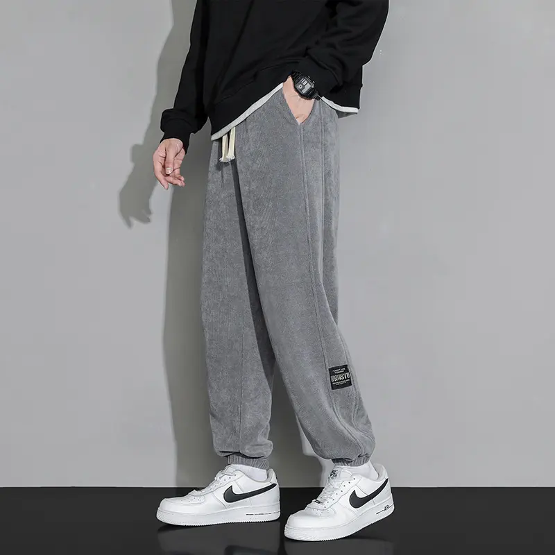 6XL pantaloni sportivi a gamba larga Hiphop personalizzati all'ingrosso pantaloni Cargo legati alla caviglia pantaloni in pile per uomo