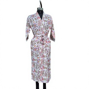 Floral Print <b>Women's</b> 100% Cotton Short Sleeve V-Neck <b>Robe</b>-Eco-Friendly Quick <b>Dry</b> Homewear Sleepwear Beach Vacation Wear - Product Image 1