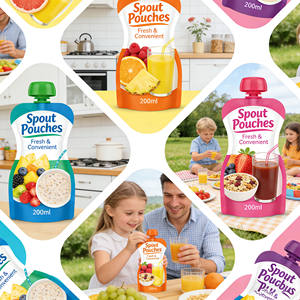 Pochettes souples personnalisées avec logo imprimé, anti-fuite, <span class=keywords><strong>de</strong></span> qualité alimentaire, à fond stable, pour jus, boissons liquides et boissons aux fruits – Vente en gros - Product Image 4