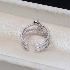 Anillo Ajustable de Plata S925 con 3 Hileras, Abierto y Desmontable, con Incrustaciones de Perlas de 5-8 mm, Accesorios de Joyería DIY, Soporte Gratuito 3904 - Product Image 4