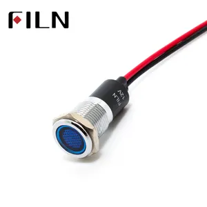 Filn 14 Mm Panel Led Rood Geel Wit Blauw Groen 6 V 24 V 110 V 220 V 12 V led Platte Kop Indicator Licht Met 20 Cm Kabel