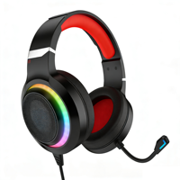 Casque de jeu filaire supra-auriculaire PJT-DEP2469 avec LED RGB couleur et microphone, compatible avec une faible latence