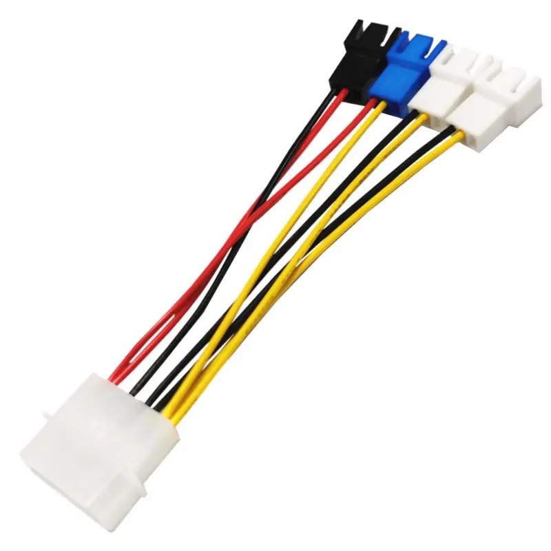 Factory Customization Adapter Converter Cable IDE Molex 4-Pin to 4X 3-Pin Case Cooling Fan Power Cable