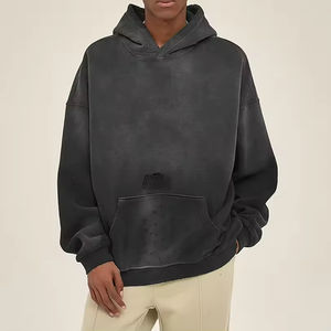 Sudadera con Capucha de Algodón 100% Tejido Sólido de 360 Gramos, Estilo Vintage Lavado y Desgastado para Hombre, Venta al por Mayor de Moda de Invierno - Product Image 3