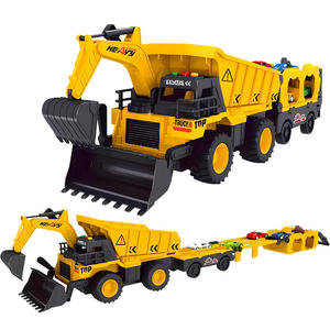 Camion de chantier pour garçons : Combinaison de rouleaux compresseurs et d'excavatrices urbaines, jouet sonore et lumineux à friction pour enfants - Product Image 1