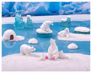 Jardins féériques, créatures miniatures en résine 3D, animaux, ours polaire, phoque, maison de glace, dessin animé, figurines miniatures 3D pour enfants, jouets - Product Image 3