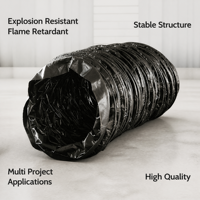 Tuyau de ventilation industriel anti-affaissement noir à aspiration, conduit d'air renforcé en PVC robuste, marque JP pour la circulation des flux d'air