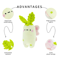 Fruits et légumes peluches en peluche personnalisées mignon gros radis blanc en peluche poupée de particules de perles pondérées poupée de perles fortement remplie
