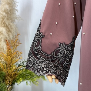 Abaya en Oferta para Mujeres Musulmanas 2024, Túnica de Lujo con Abertura Frontal, Estilo Marroquí, Diseño Negro Nida Dubai 1684 - Product Image 2