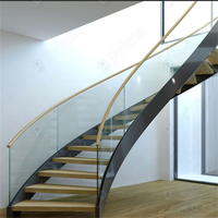 Escalier hélicoïdal courbé standard australien avec rampe en verre en acier inoxydable 304 poli