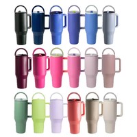Gobelet isotherme personnalisé anti-fuite, tasse à café gravée pour boissons chaudes et froides, réutilisable, 40 oz, avec paille et poignée