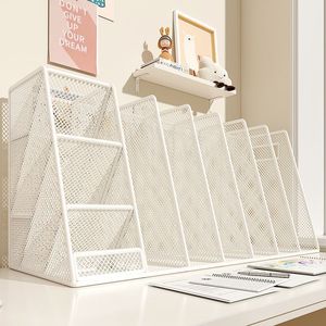 Support de bureau pour livres, étagère de rangement en maille de fer à 4 niveaux pour organiser la papeterie et les livres sur le bureau des étudiants - Product Image 1