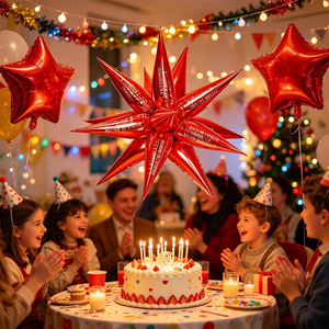 Party Love Crafted from high-quality foil material Balloon Estrella Multipuntas Red 26 Inch 66 Cm 12 Pcs Bag - Product Image 4