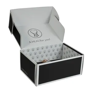卸売衣料品ブラックホワイト段ボール包装ボックス挿入香水カスタマイズメーラー配送ボックス