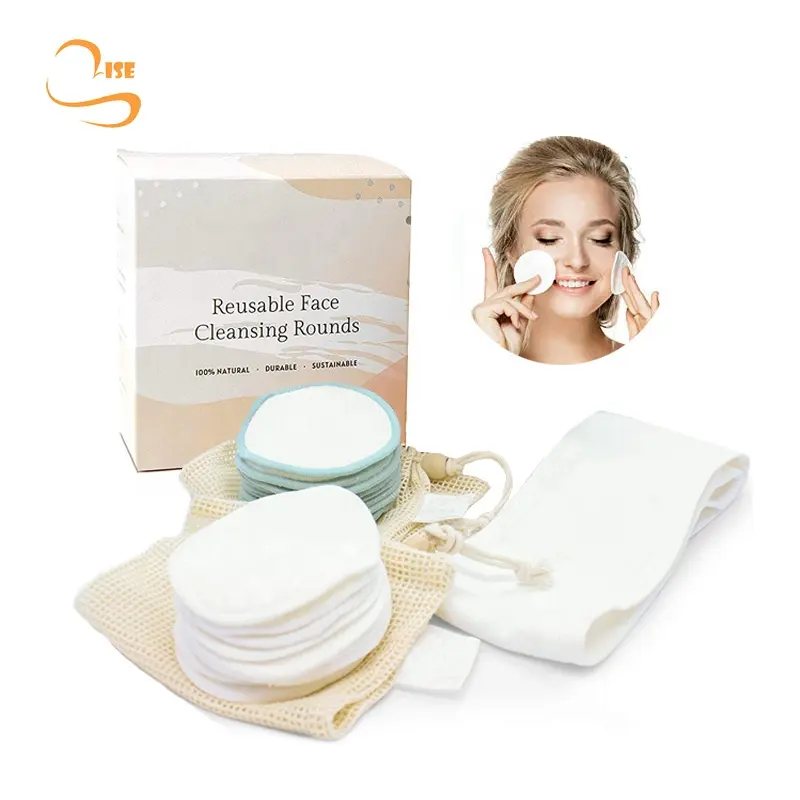 8cm Zero Waste Soft Makeup Remover Pads Laundry Bag Set Eco Friendly Bamboo Cotton Reusable Plain Cleaning