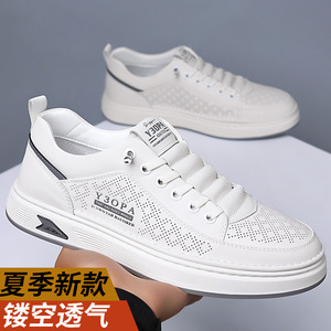 Y3OPA Zapatillas de deporte de malla transpirable de verano para hombre, zapatos informales blancos con cordones y punta redonda - Product Image 1