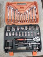 37PCS Clé à cliquet Jeu de douilles Kits d'outils à main de quincaillerie Boîte à outils de réparation automatique