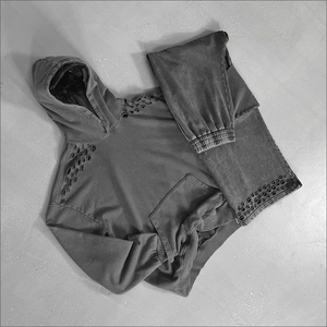 Conjunto de Sudadera con Capucha Extra Grande Personalizada de 380 g/m², Lavada al Ácido, con Efecto Desgastado, Estilo Vintage, Unisex, para Hombre y Mujer - Product Image 1