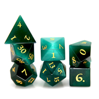 Ensemble de dés polyédriques HS 16 mm D20 en pierre œil de chat gris vert violet pour Donjons & Dragons RPG, emballé dans une boîte métallique