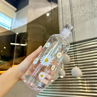 Nueva Botella de Agua de Plástico con Diseño Moderno y Atractivo para Estudiantes, Portátil, de Material PC, con Tapa de Rosca para Beber Directamente