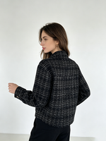 Cardigan texturé tendance pour femme, veste en tweed bouclé, manteau de luxe à motif écossais, élégant manteau boutonné pour le bureau