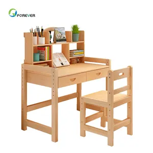 Katı ahşap çocuk çalışma masası ev ayarlanabilir kaldırma masası ve sandalye seti