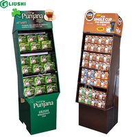 Présentoir personnalisé à 4 niveaux pour supermarché au détail Présentoir en carton au sol en carton Présentoir en carton pour snacks, noix, café