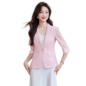 Women's Spring Casual Blazer Solid Color Polyester Anti-Wrinkle Slim Fit For Commute - Product Image 5