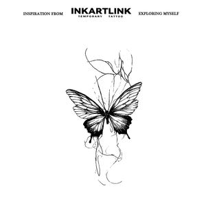 Autocollant de <span class=keywords><strong>tatouage</strong></span> <span class=keywords><strong>papillon</strong></span> personnalisé à lignes fines, esthétique minimaliste fumée, à base de plantes, semi-permanent 15 jours, pour bras et <span class=keywords><strong>épaule</strong></span> - Product Image 4