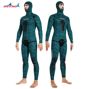 DIVE & SAIL 2 piezas de piedra caliza CR neopreno apnea traje con capucha camuflaje hombre trajes húmedos 3mm 5mm 7mm traje de pesca submarina - Product Image 6