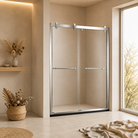 Porte de douche coulissante encadrée avec roulettes en acier inoxydable, verre trempé de 8 mm, taille personnalisée, design moderne pour salle de bain