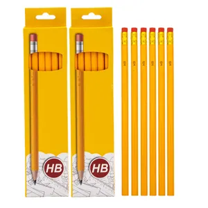 저렴한 가격 노란 나무 연필 사용자 정의 에코 친화적 인 아이 드로잉 2b HB 육각형 연필 세트