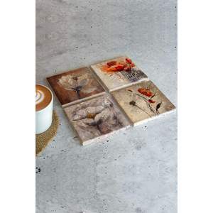 Cicek01 Ensemble de 4 sous-verres en pierre Décoration florale de table et accessoires - Product Image 2