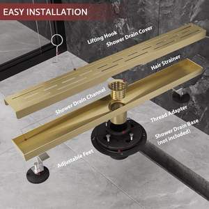 Desagüe de Piso Lineal para Ducha con Cubierta Extraíble, Antiolor, de Acero Inoxidable, para Baño, Garaje, Sótano - Product Image 5