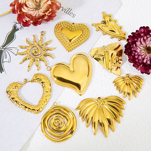 Stainless Steel Heart Pendant Gold Plated For <b>Necklace</b> Making Jewelry Findings Components Wholesale - Product Image 1