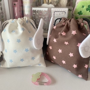 Fashion Portable Geometric <b>Drawstring</b> Cosmetic <b>Bag</b> Polyester Dust Storage Pouch <b>Makeup</b> Stationery Travel Organizer with Wings - Product Image 4