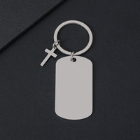 Anpassbarer Blanko Edelstahl-Schlüsselanhänger Spiegelfinish Etikettenformen Kreuz Lasergravierbar UV-Druck Werbeartikel Souvenir Geschenk