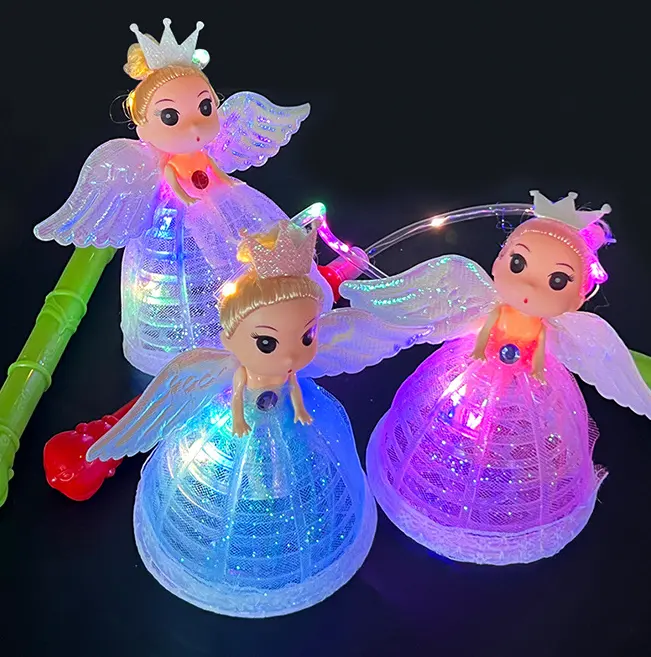 Cute LED angel wings doll portable lantern battery control flashing toy for girl gift