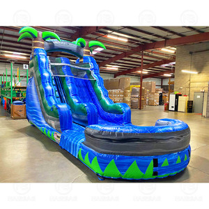 Trẻ em ngoài trời nhảy ướt bơm hơi khổng lồ trượt nước bouncy nhảy màu xanh lớn Rush waterslides Inflatable không khí nhiệt đới thổi trượt - Product Image 5