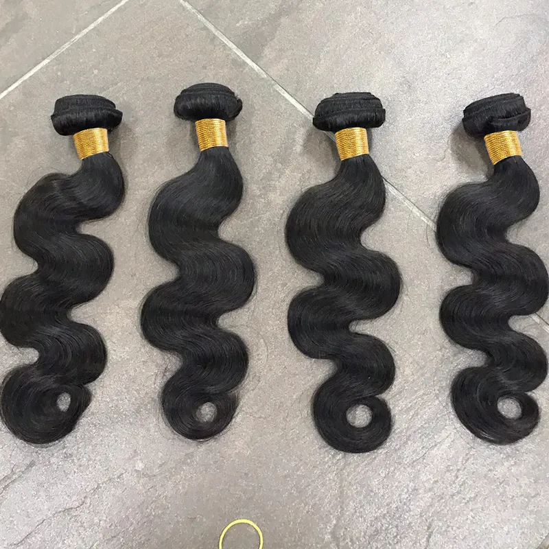 Extensiones de cabello humano brasileño con ondas de cuerpo Natural, extensiones de cabello humano virgen con cutícula alineada, barato, venta al por mayor