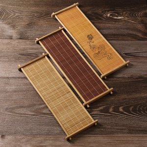 Bamboo tea tray, bamboo shredded dry brewing stand, Japanese style solid wood bamboo tray, single-layer rectangular <b>teacup</b> - Product Image 2