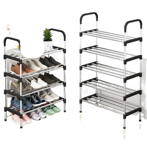 Multifunctional Adjustable Metal Shoe <b>Rack</b> Multi Purpose Shoe Organizer Space Saving Free Standing Shoe Shelf for Entryway - Product Image 2
