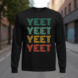 T-shirt a maniche lunghe Yeet Gen Z Slang nera, taglia unisex per adulti - Product Image 3