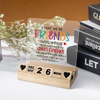 Calendrier en blocs de forme personnalisée en bois et acrylique 11 cm, gravé au laser, imprimé UV, décoration de bureau inspirante, à personnaliser