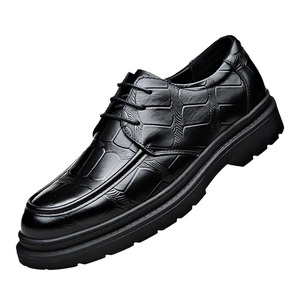 Chaussures habillées pour homme en cuir véritable, style Oxford, bout rond, à lacets, semelle en caoutchouc antidérapante, pour mariage et affaires, style automne - Product Image 5