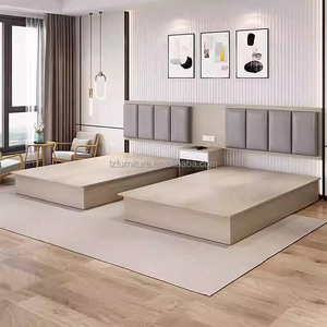 Inexpensive Hotel Bedroom Furniture <b>Set</b> with Low Profile <b>Bed</b> Frame Nihtstands TV Cabinet & Wardrobe For 3 Star Hotel <b>Full</b> Room - Product Image 2